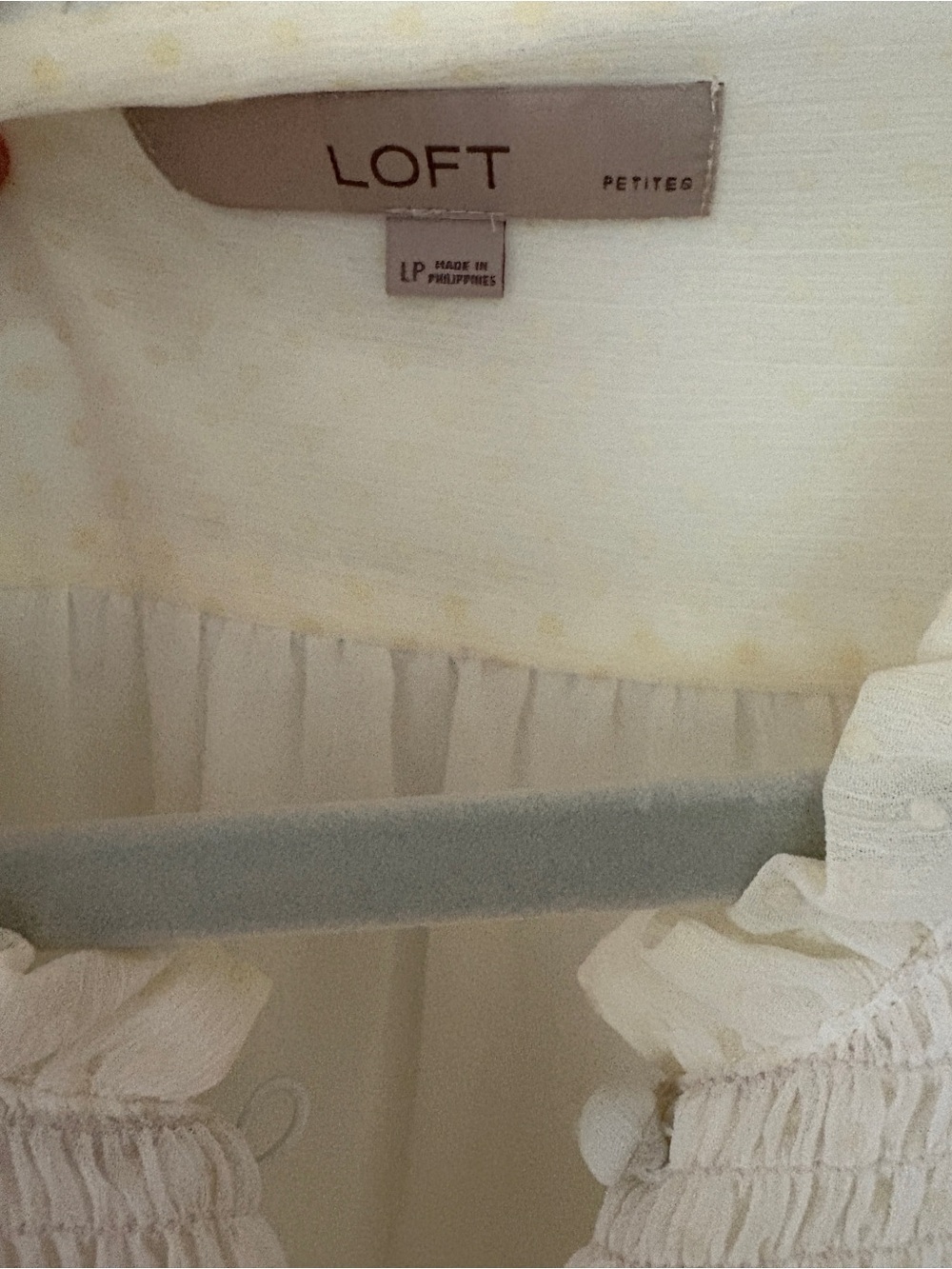 LOFT Cream Dot-Texture Ruffle Yoke Blouse - Picture 4 of 8